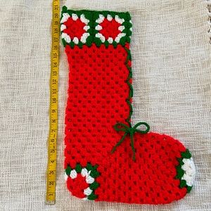 Vintage large Crocheted Christmas stocking